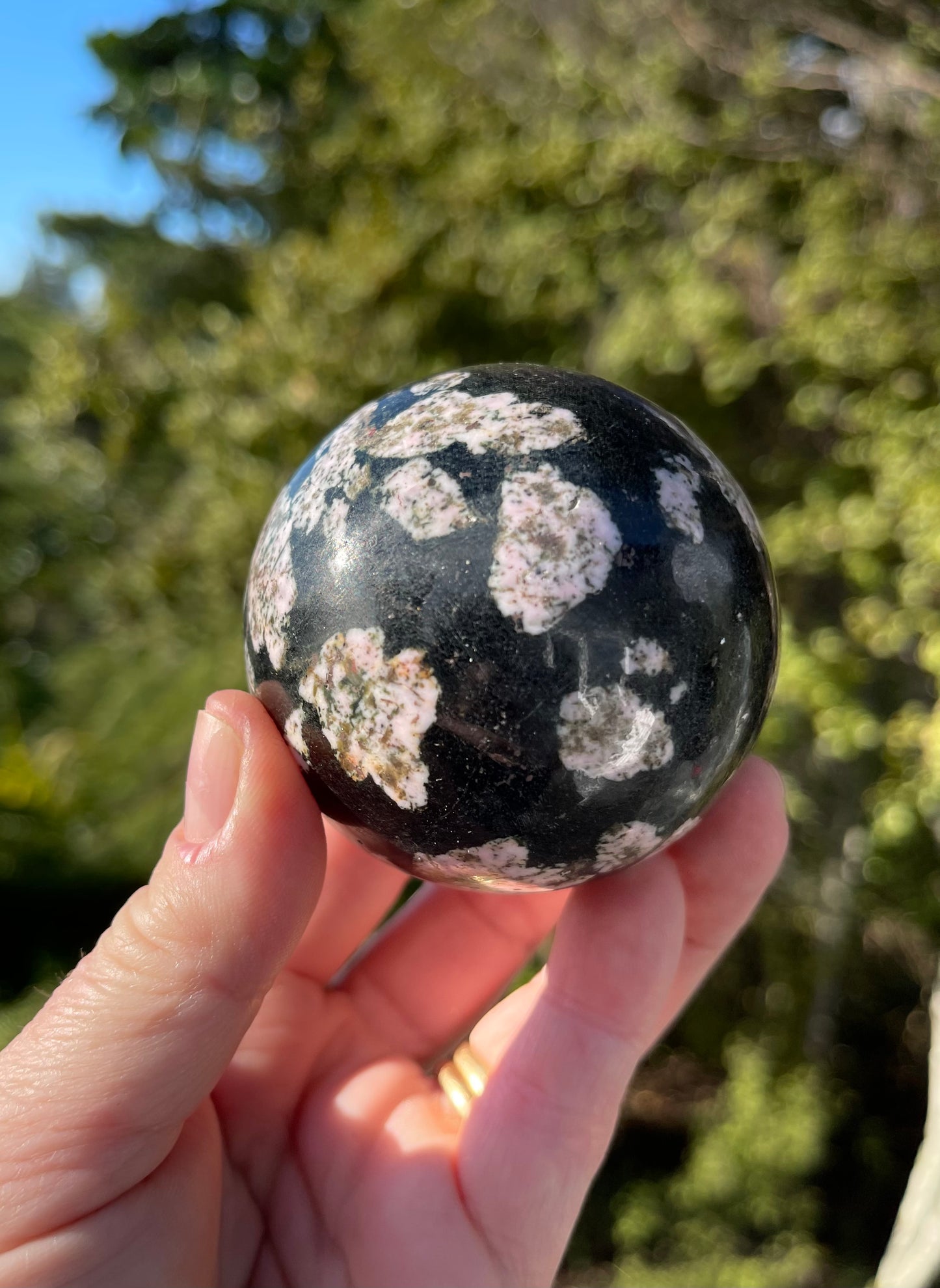 Black Jade with Thulite  Sphere