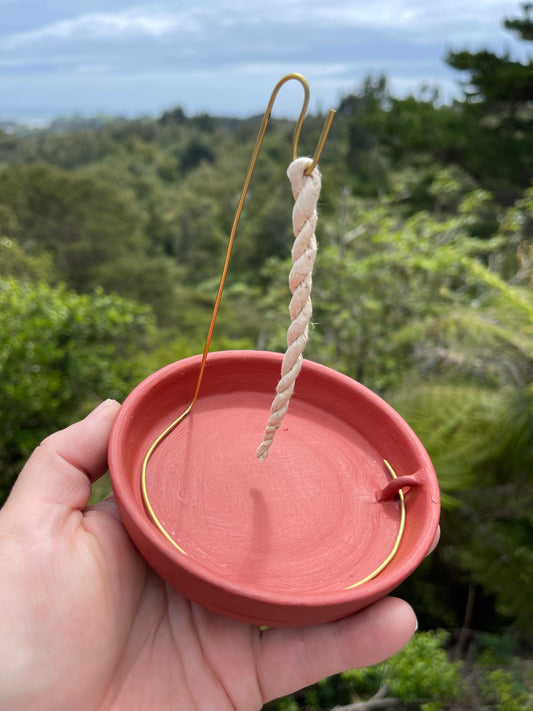 Rope Incense Burner, handmade Brick Red Clay