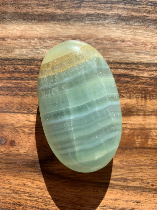 Pistachio Green Calcite Palm Stone