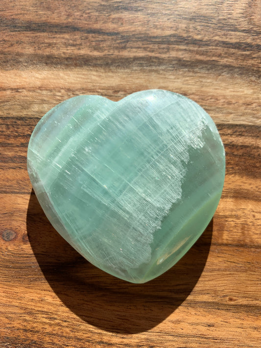 Pistachio Green Calcite Heart