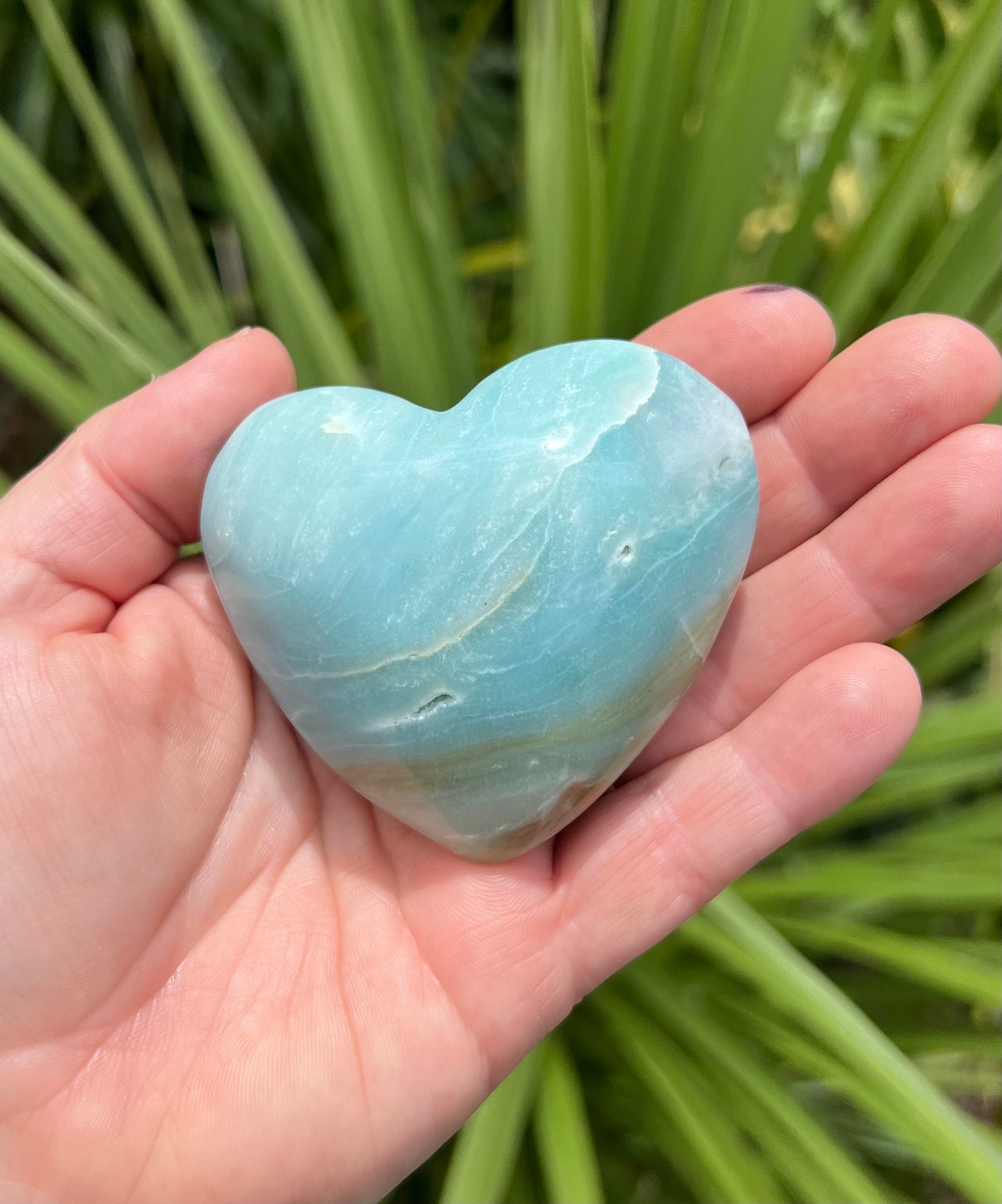 Blue  green Quartz Heart