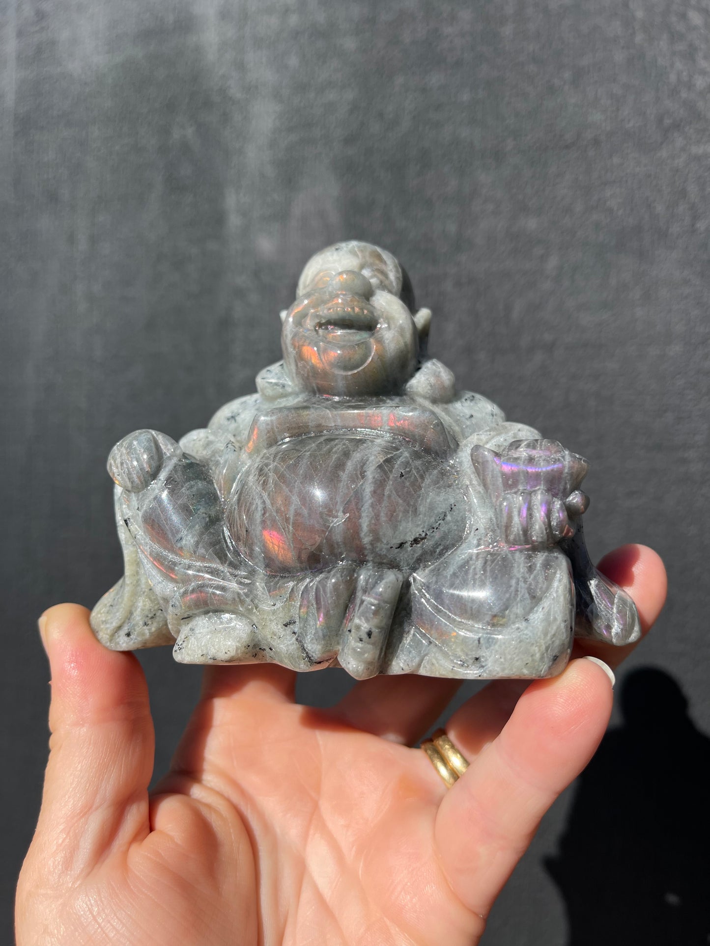 Purple/Sunset Labradorite Laughing Buddha