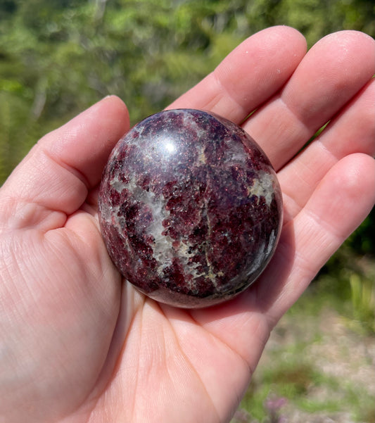 Garnet-Grenatite Puffy Palm Stone