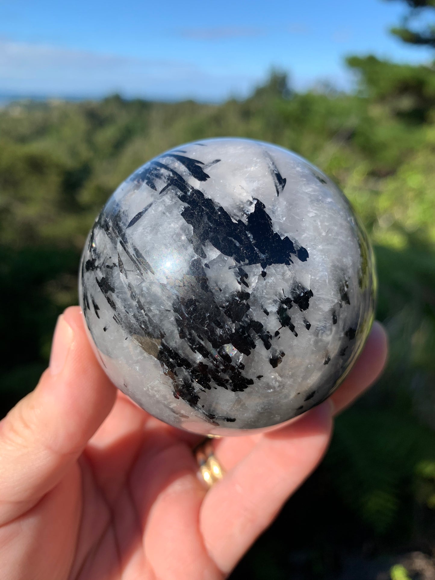 Black Tourmaline in Quartz Sphere