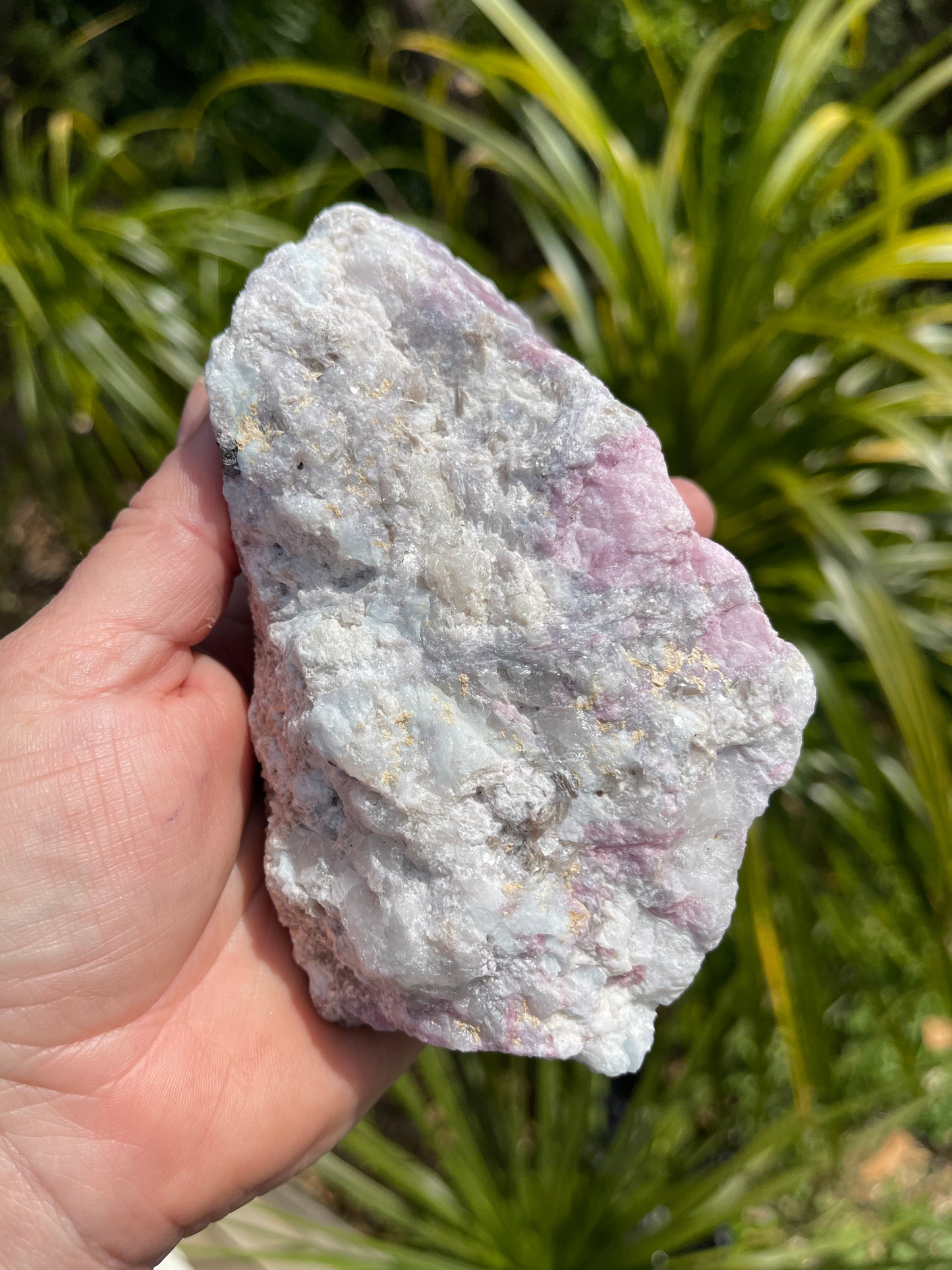 Pink Tourmaline, lepidolite and Muscovite in Quartz
