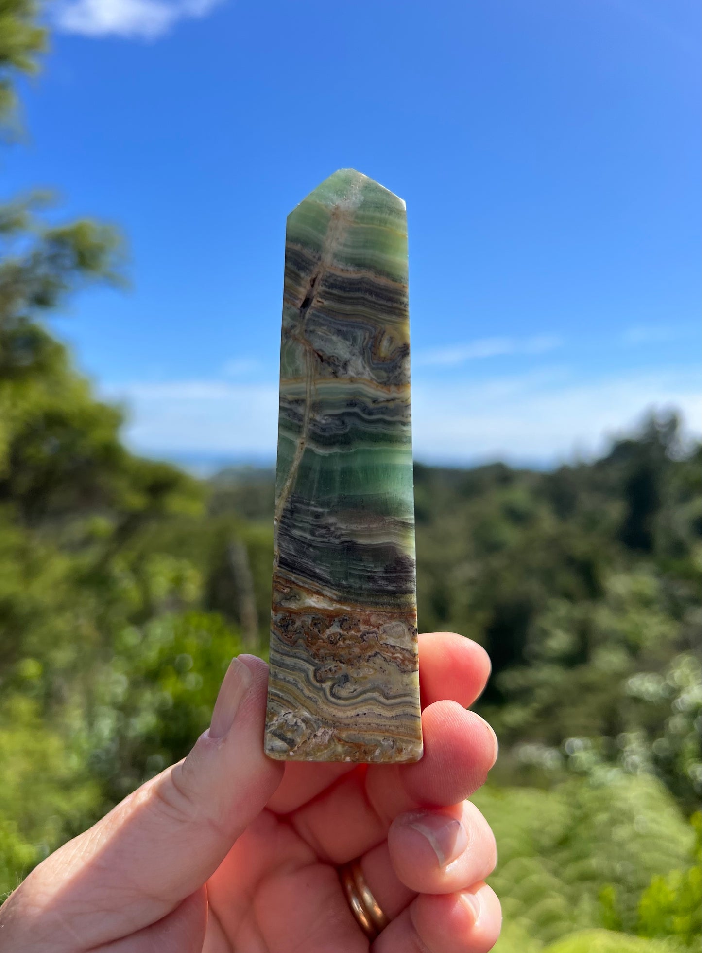 Kiwi Calcite Obelisk