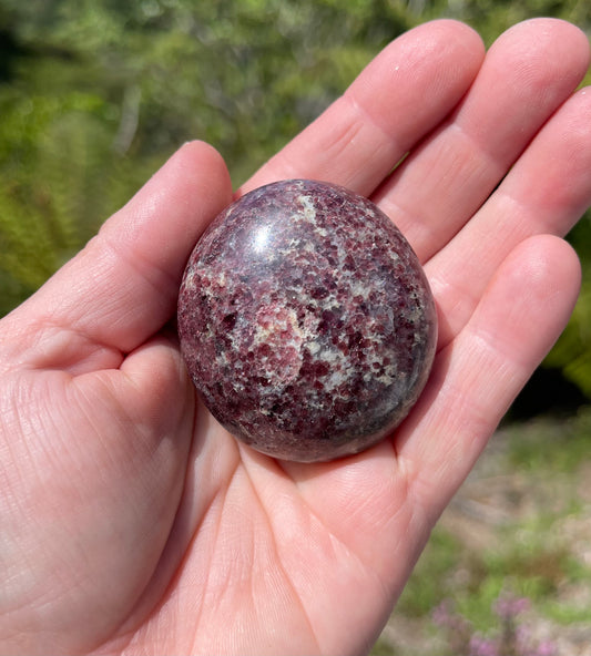 Garnet-Grenatite Puffy Palm Stone