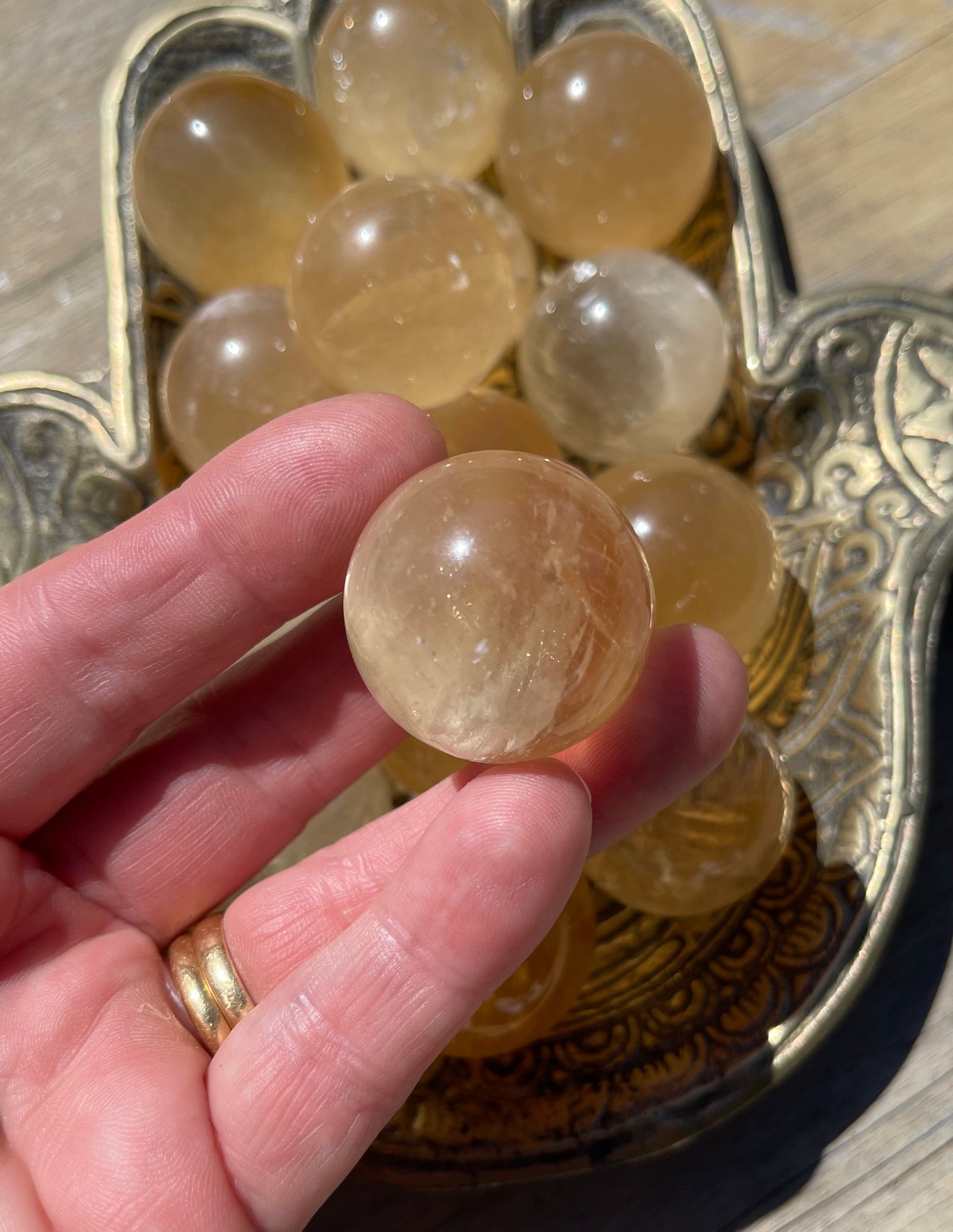 Optical Honey Calcite Sphere