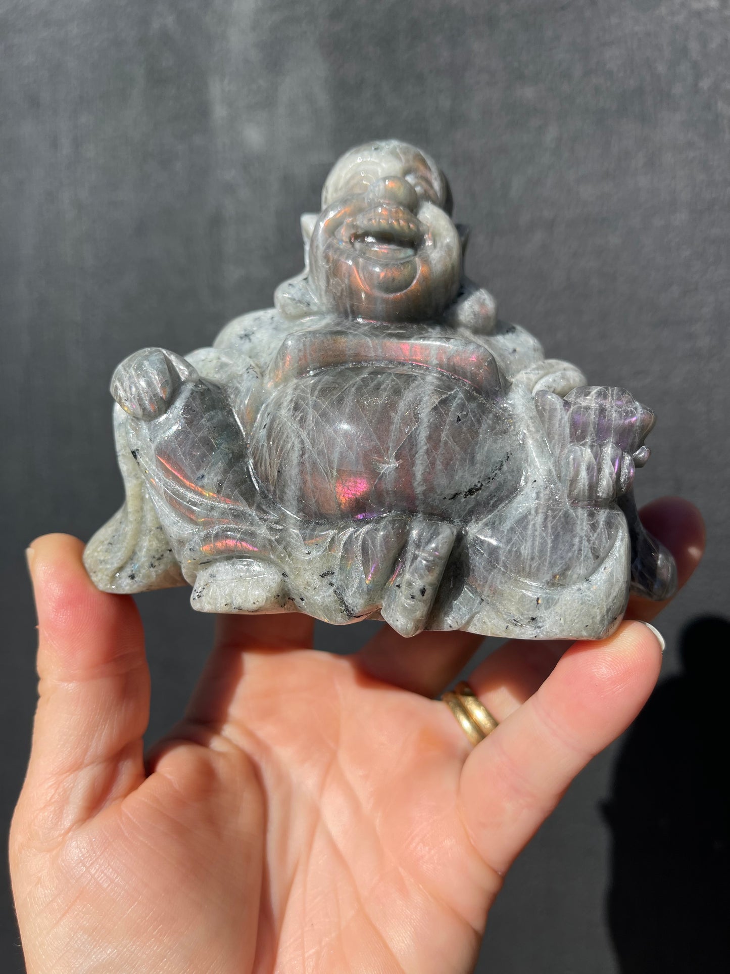 Purple/Sunset Labradorite Laughing Buddha