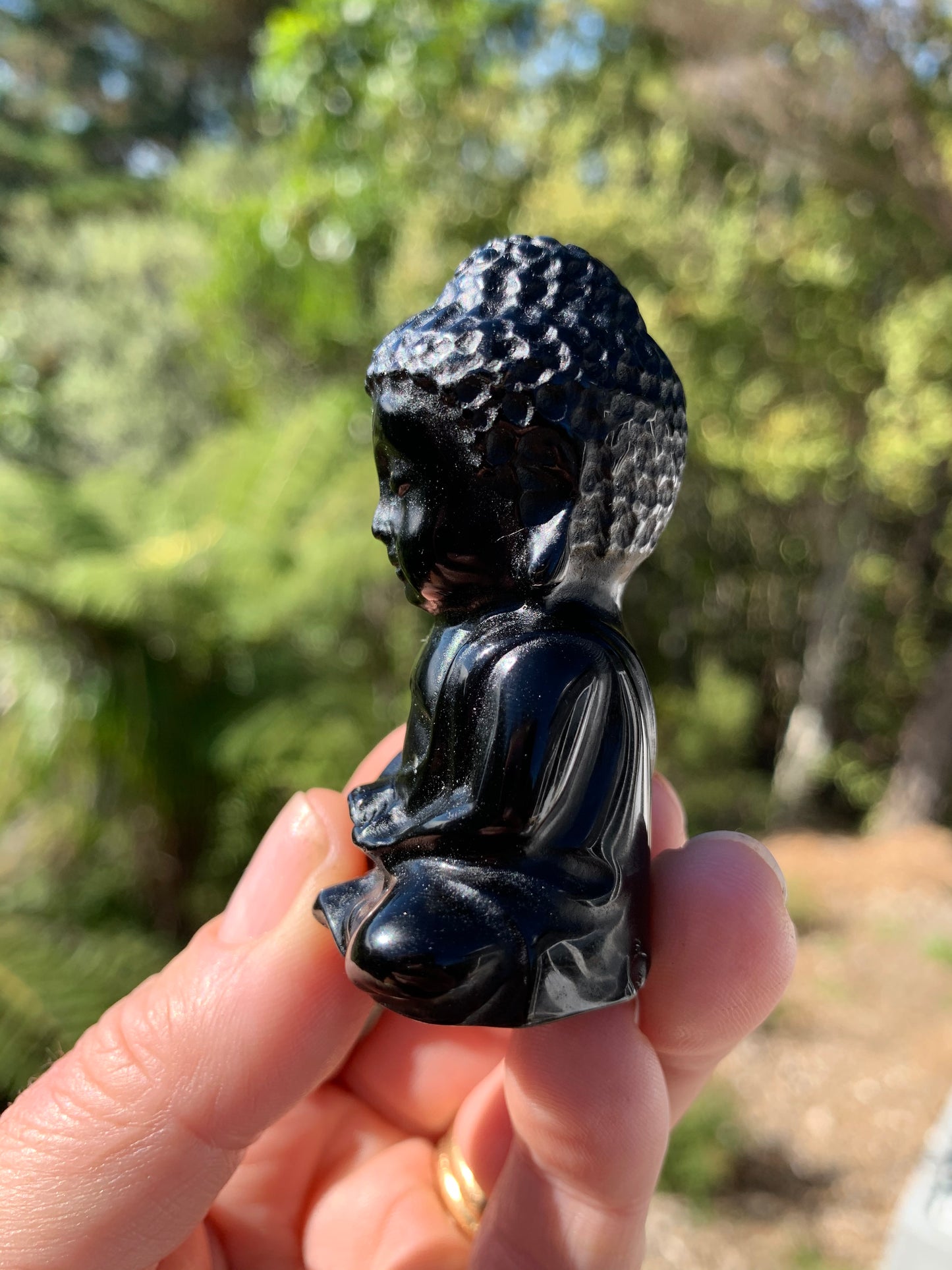 Black Obsidian Carved Buddha