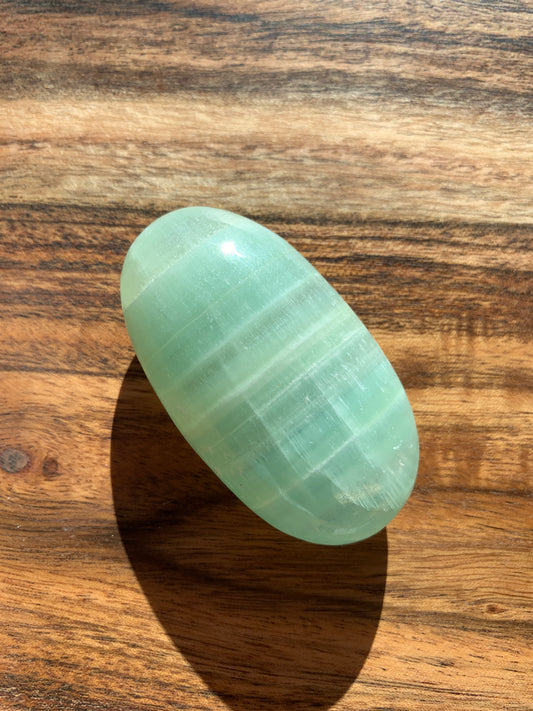 Pistachio Green Calcite Palm Stone