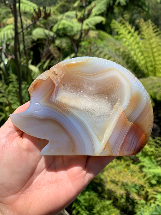 Carnelian Agate Geode Carved Hedgehog