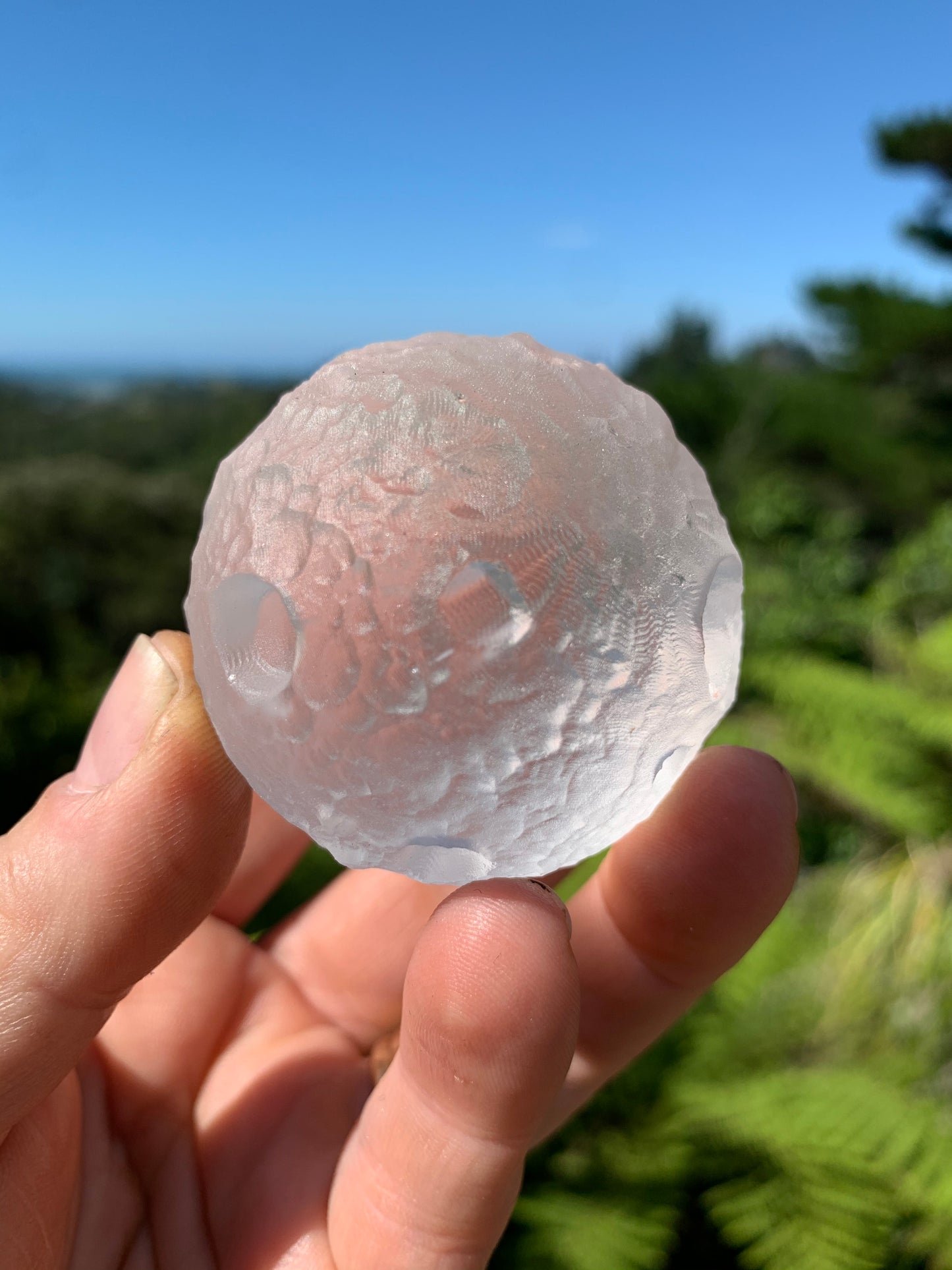 Clear Smelting Glass Carved Moon