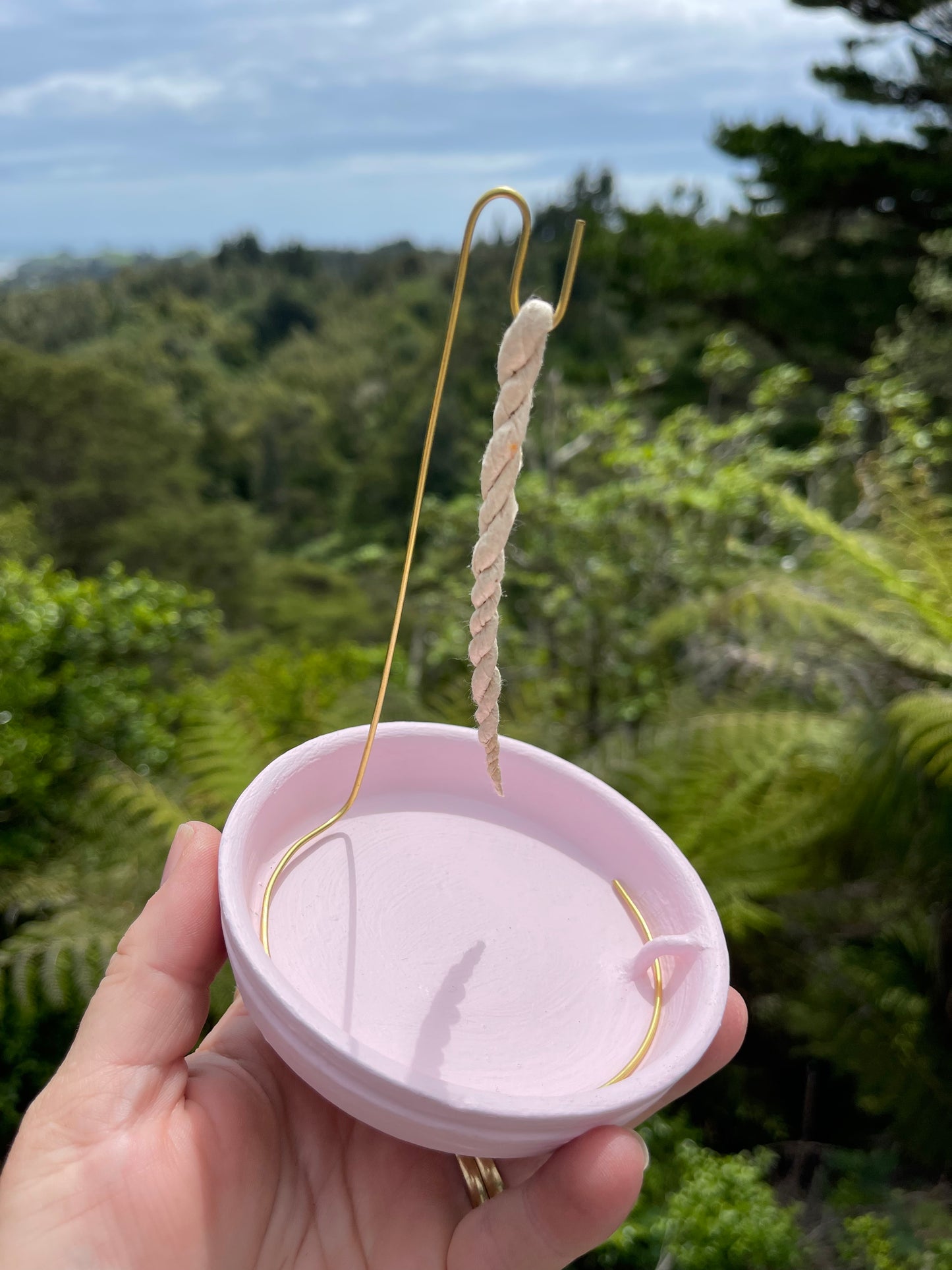 Rope Incense Burner, handmade Pink Clay