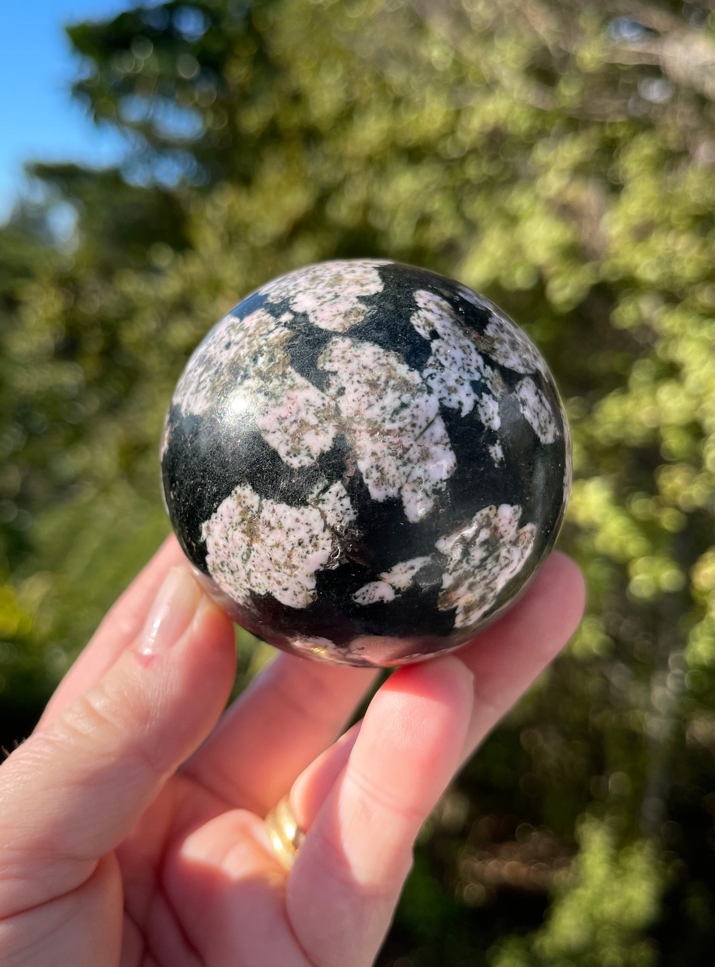 Black Jade with Thulite  Sphere