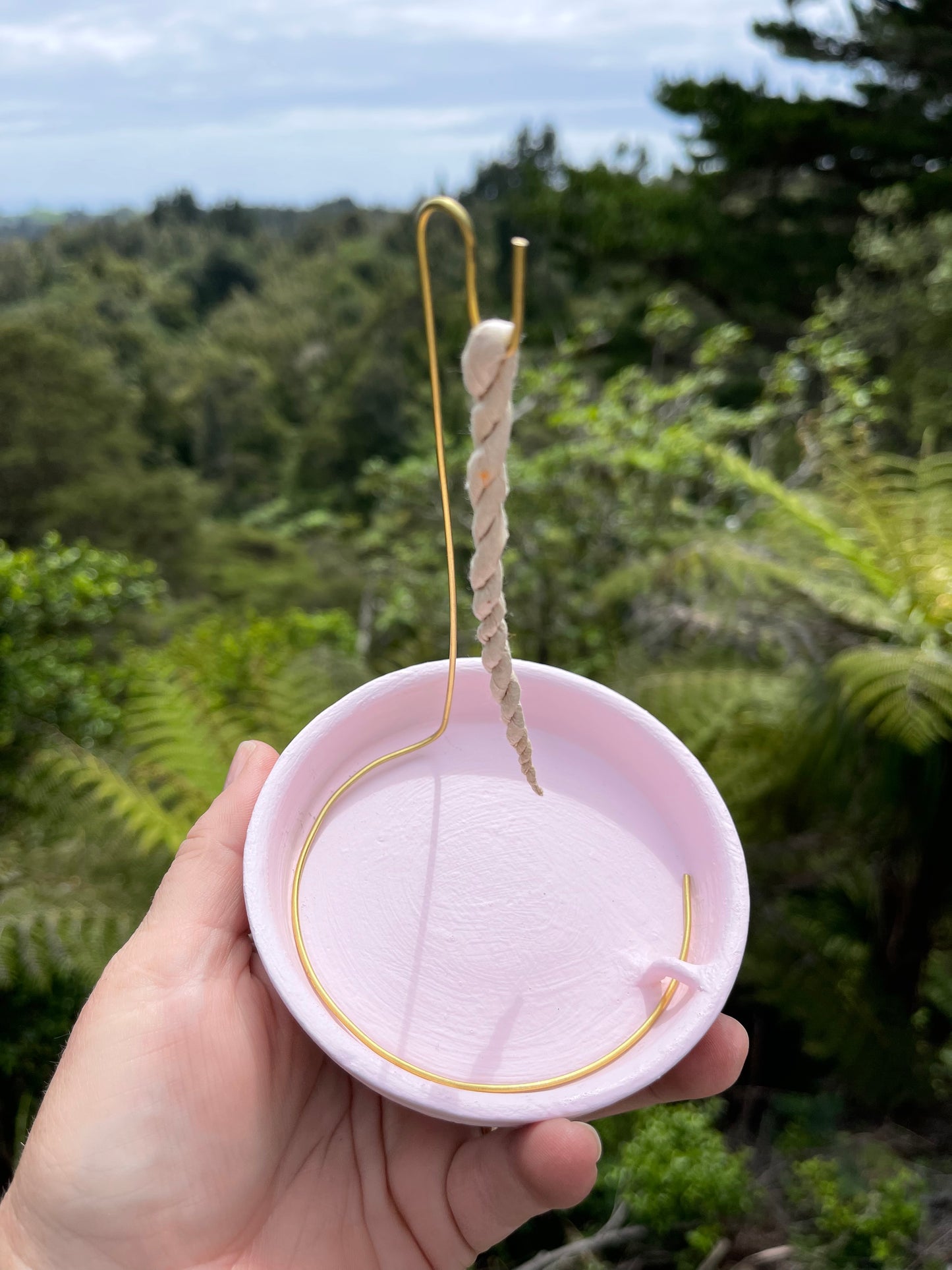 Rope Incense Burner, handmade Pink Clay