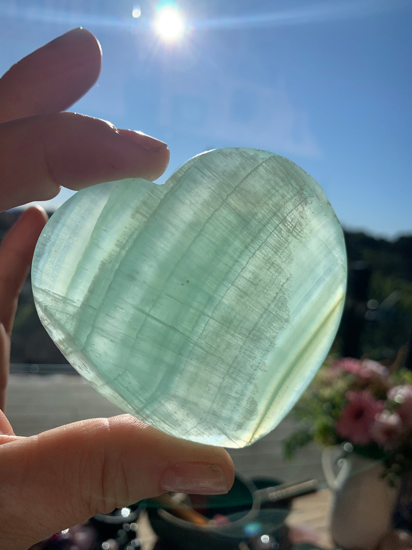 Pistachio Green Calcite Heart