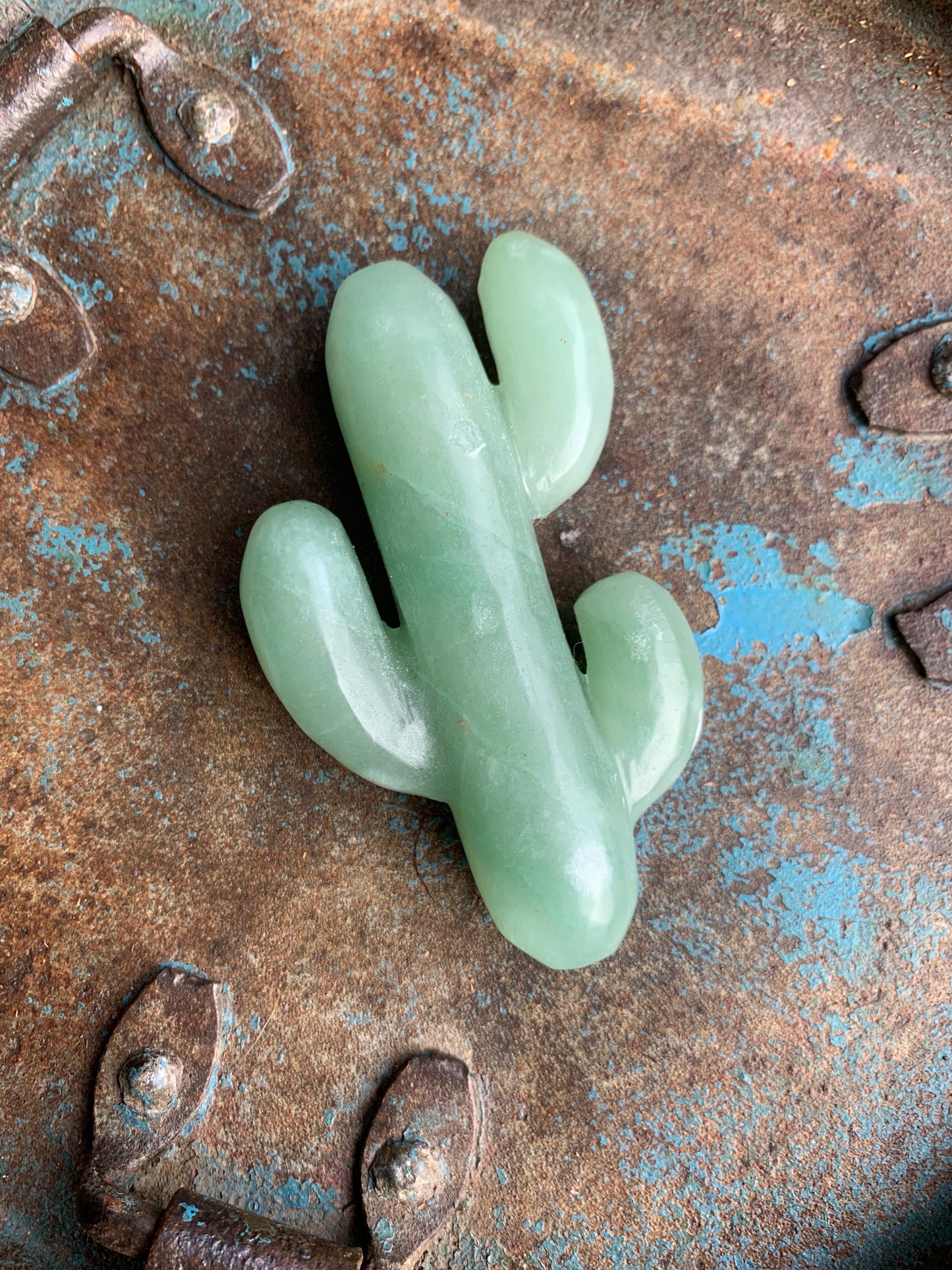 Green Aventurine Carved Stone Cactus