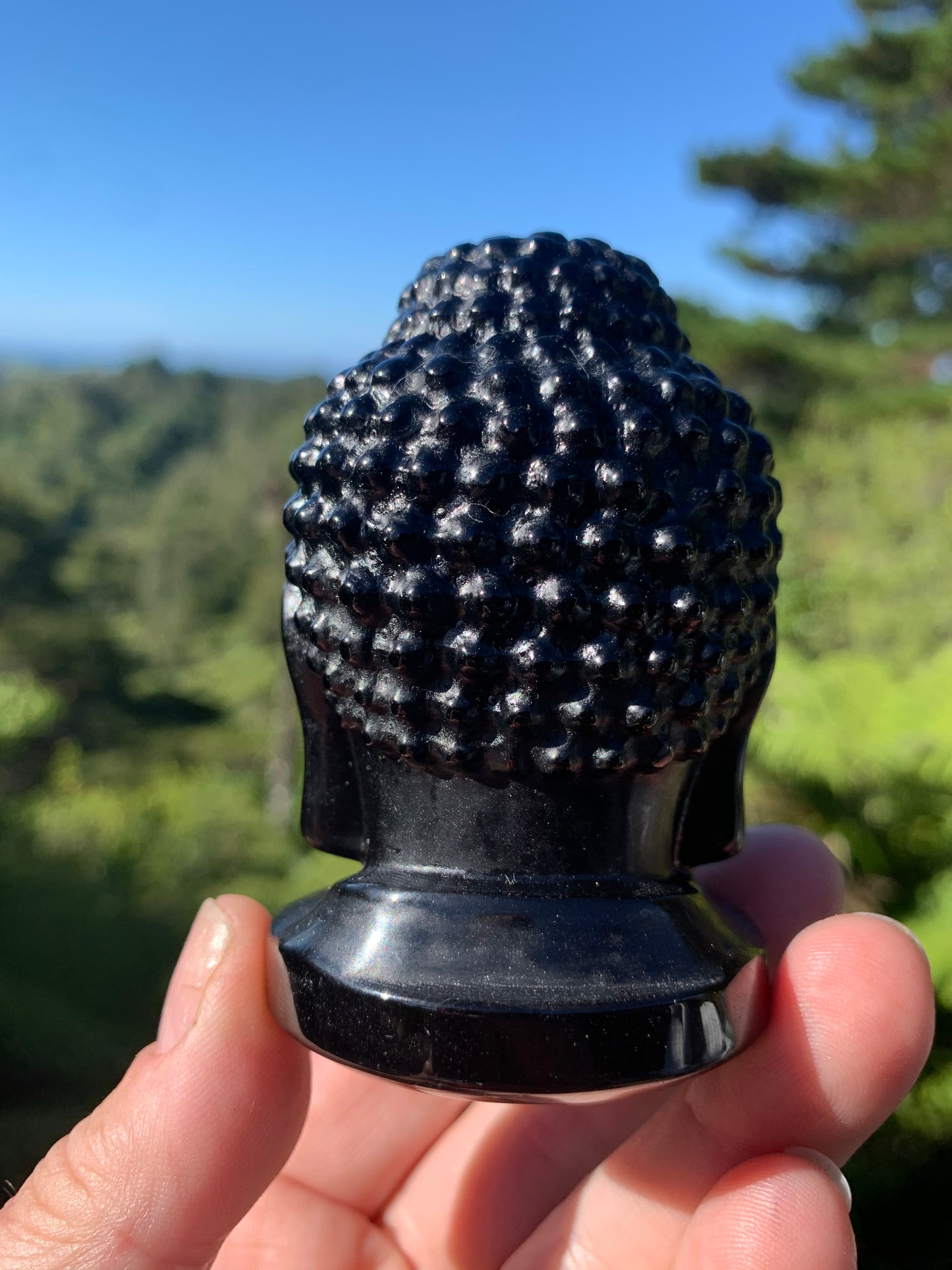 Black Obsidian Carved Buddha Head