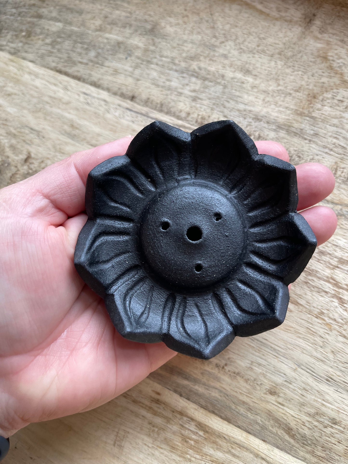 Incense Burner, Handmade Clay Lotus Shaped
