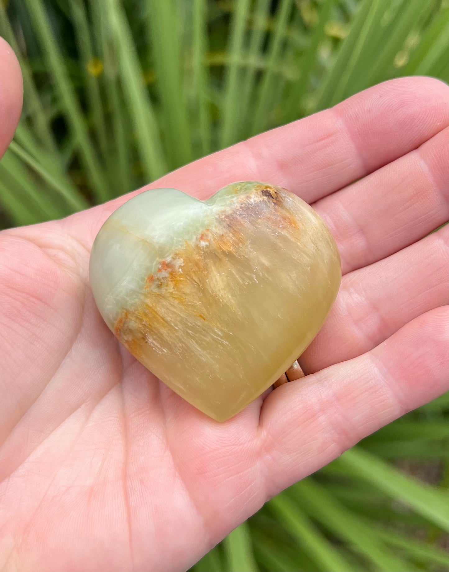 Lemon and Banded Green Calcite Calcite Heart