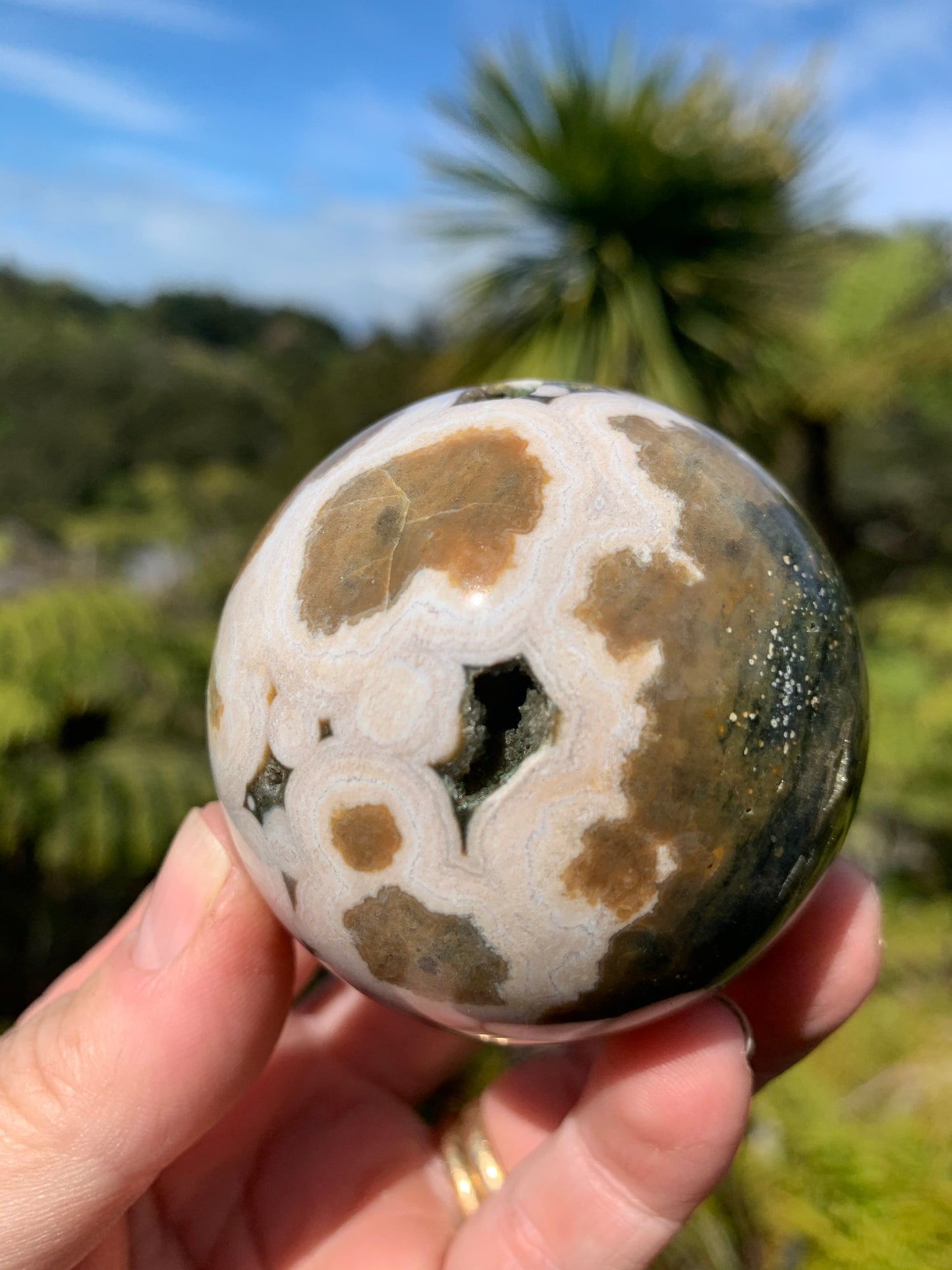 Orbicular Ocean Jasper Sphere