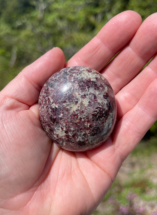 Garnet-Grenatite Puffy Palm Stone